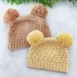 bonnet bébé au crochet avec pompons